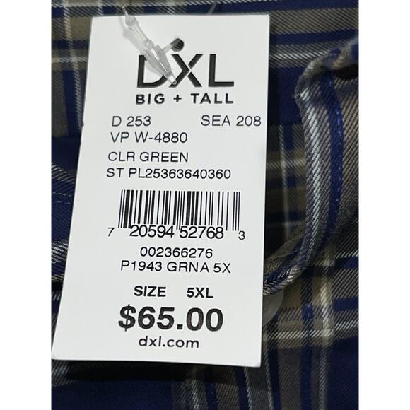 Oak Hill Men’s 5XL Plaid Sport Long Sleeve Button Down Shirt Green - Picture 6 of 10